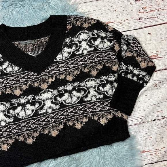 Anthropologie Cropped Fair Isle distressed textured sweater - Picture 10 of 11